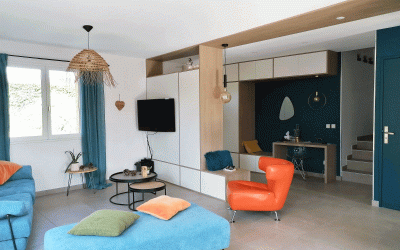 rénovation du sol au plafond-meuble sur mesure-entrée-salon-Iris Goyet